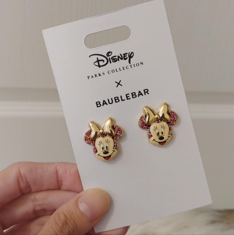 💖FIRM! NWT DISNEY PARKS COLLECTION X BAUBLEBAR MINNIE MOUSE BIRTHDAY EARRINGS